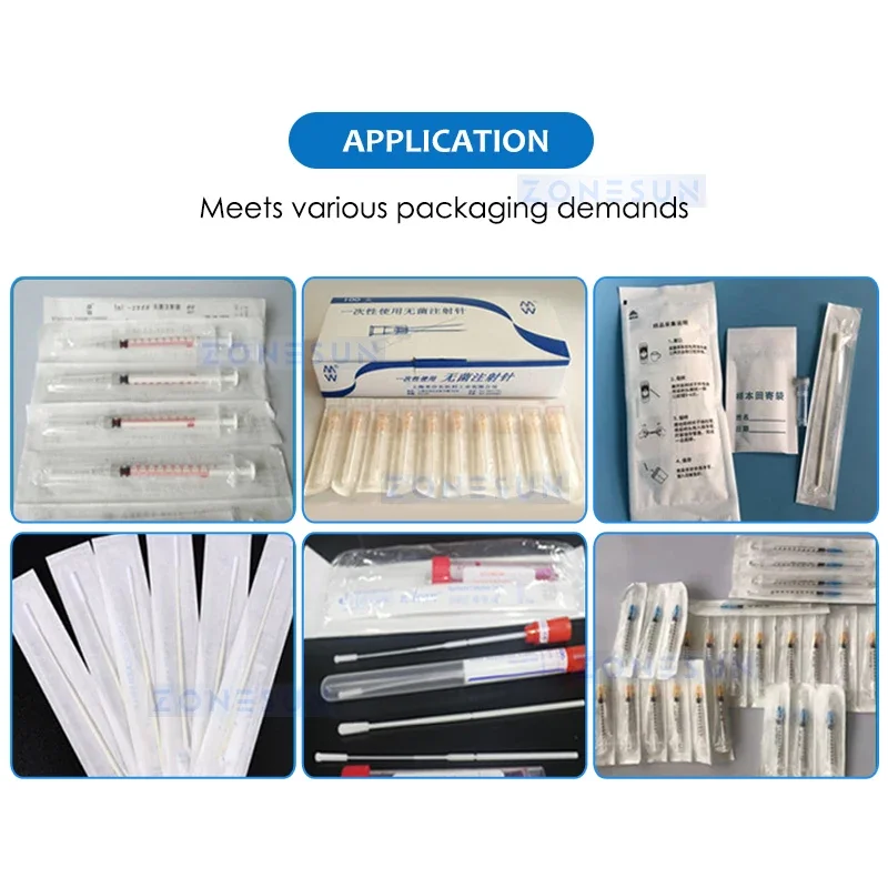 ZONESUN Horizontal Flow Packaging Machine Hygienic Products Cotton Swabs Syringes Reagent Test Kits Individual Packs ZS-HYS420