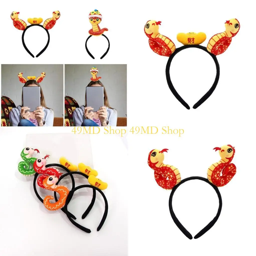 

49MD 2025 Headbands Halloween Snake for New Year Headwear for Vacation Travel