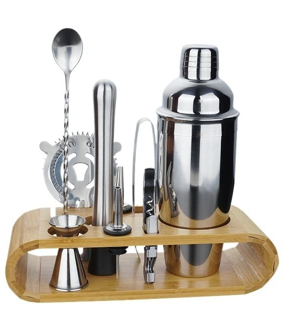 12-Piece Professional Bartender Kit, Stainless Steel Cocktail Shaker Set with Ice Crusher & Tools - Complete Bar Set