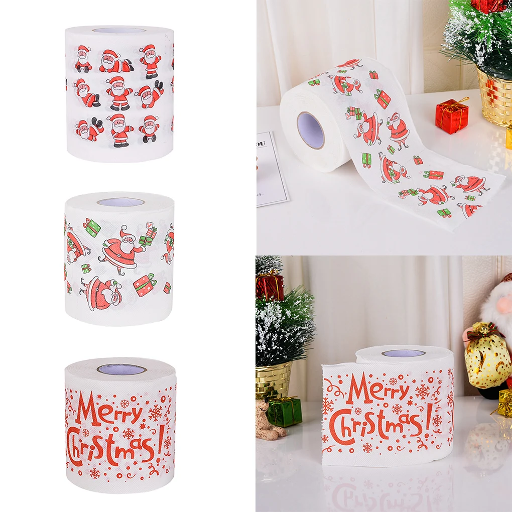 Wood Pulp Toilet Paper Christmas Theme Printed Home Bathroom Toilet Roll Paper Towel Tissue Christmas Gift Box