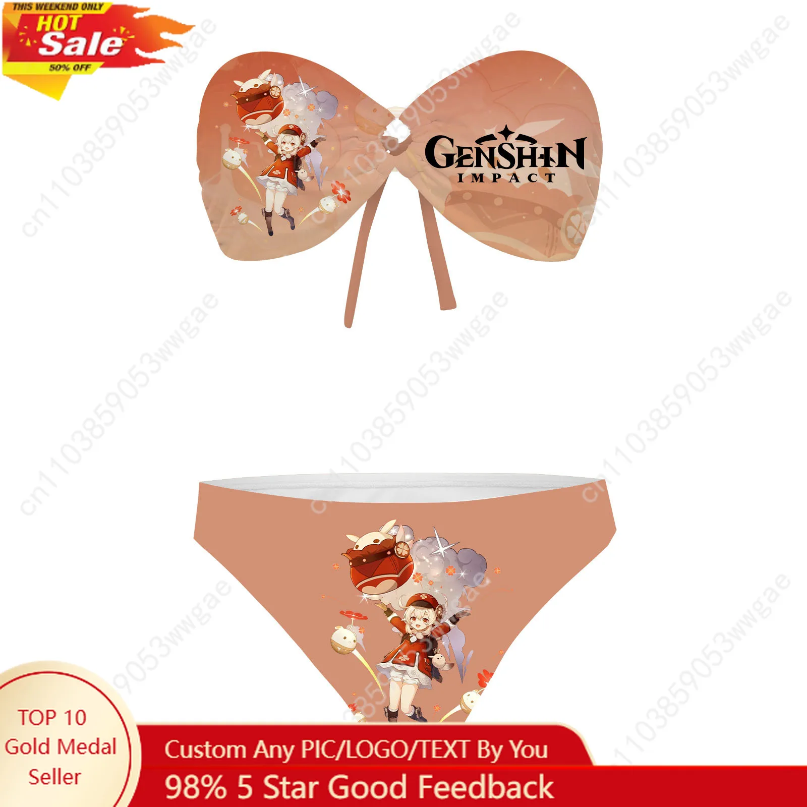 

Genshin Klee Strapless Swimsuit Womens Bathing Suit Personalized Fashion Swimwear Pool Beach Sexy Bikini Customized Beachwears