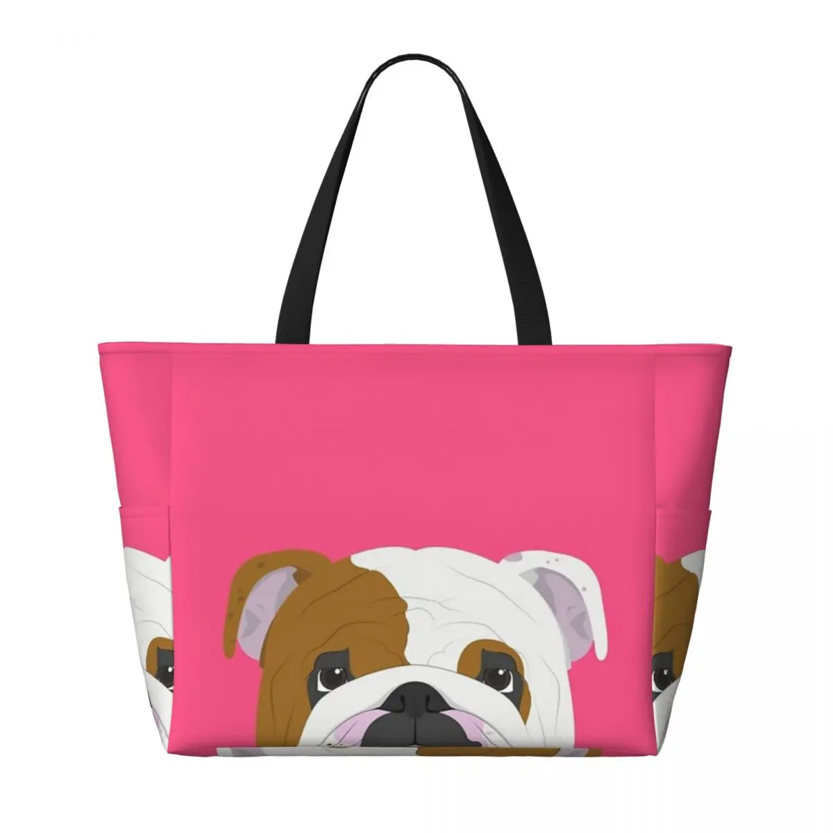 Bulldog inglese Cute Dog Portrait Beach Travel Bag, Tote Bag regali per lo Shopping personalizzabili regalo di compleanno modello Multi-stile