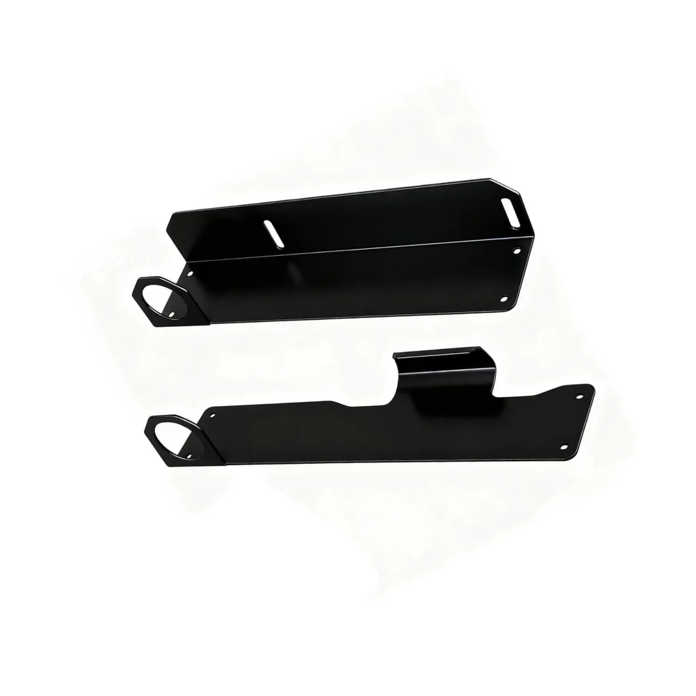 Zestaw metalowych wsporników do montażu na ścianie przyczepy i garażu, do pionowego przechowywania, zapewniający porządek i łatwy dostęp do podnośników.