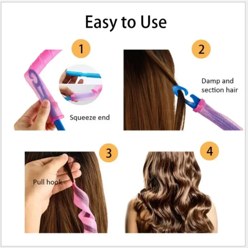 Hair Rollers (15/20/25/30cm) Snail Shape Not Waveform Spiral Round Curls Curler Soft Hair Curler Magic Hair Rollers DIY