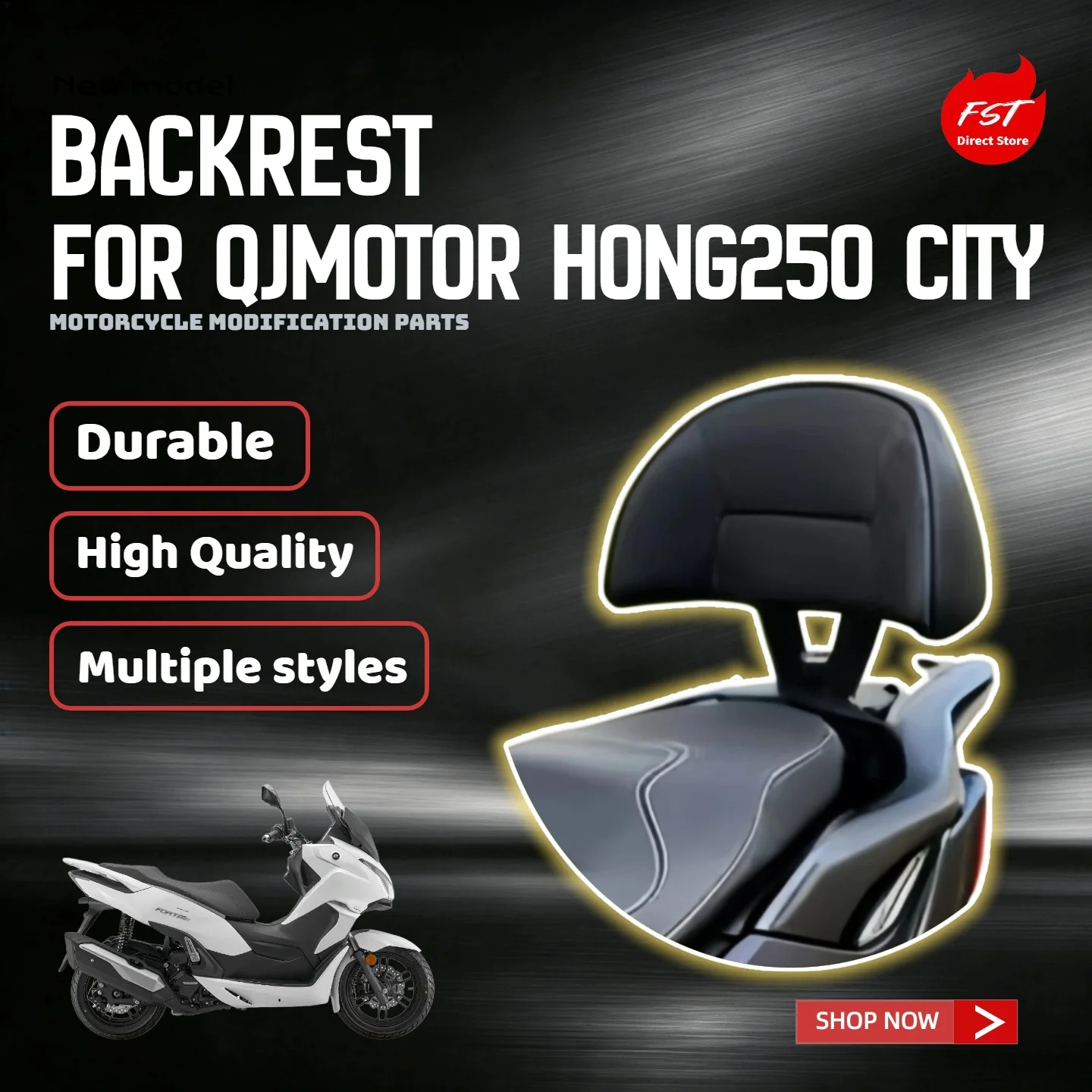 For Qjmotor Hong 250 City waterproof thickened rear lumbar backrest modification part