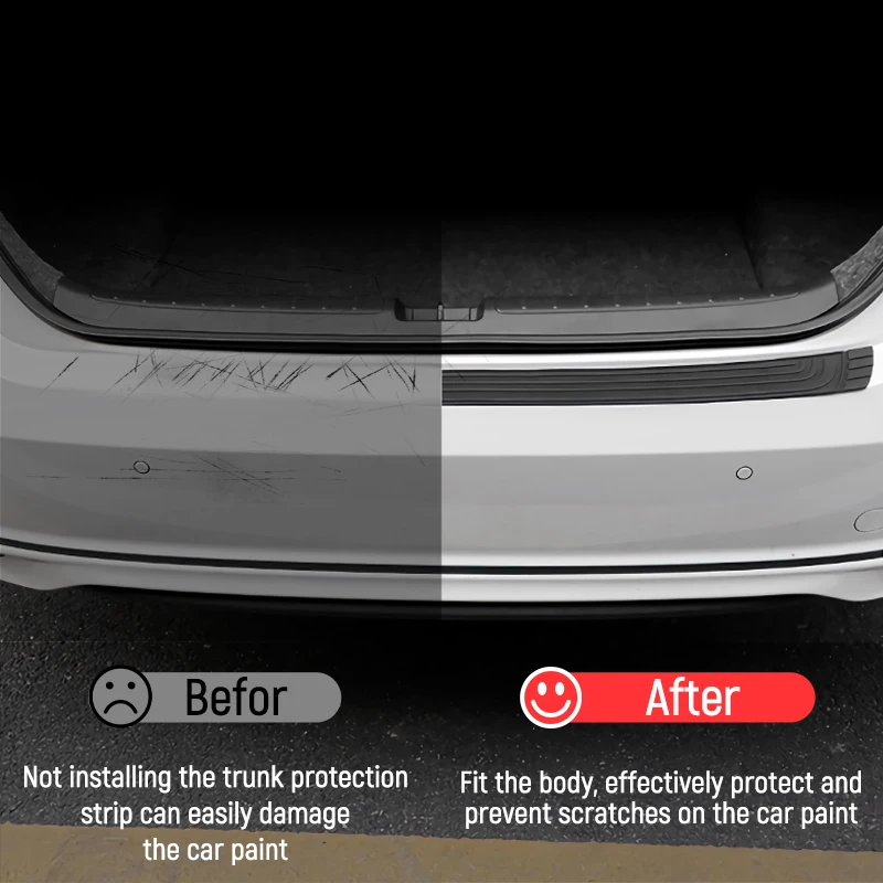 104cm cuttable Car Rear Bumper Guard Plate Cover Trim Car Trunk Protector Strip Automobile universal protective strip