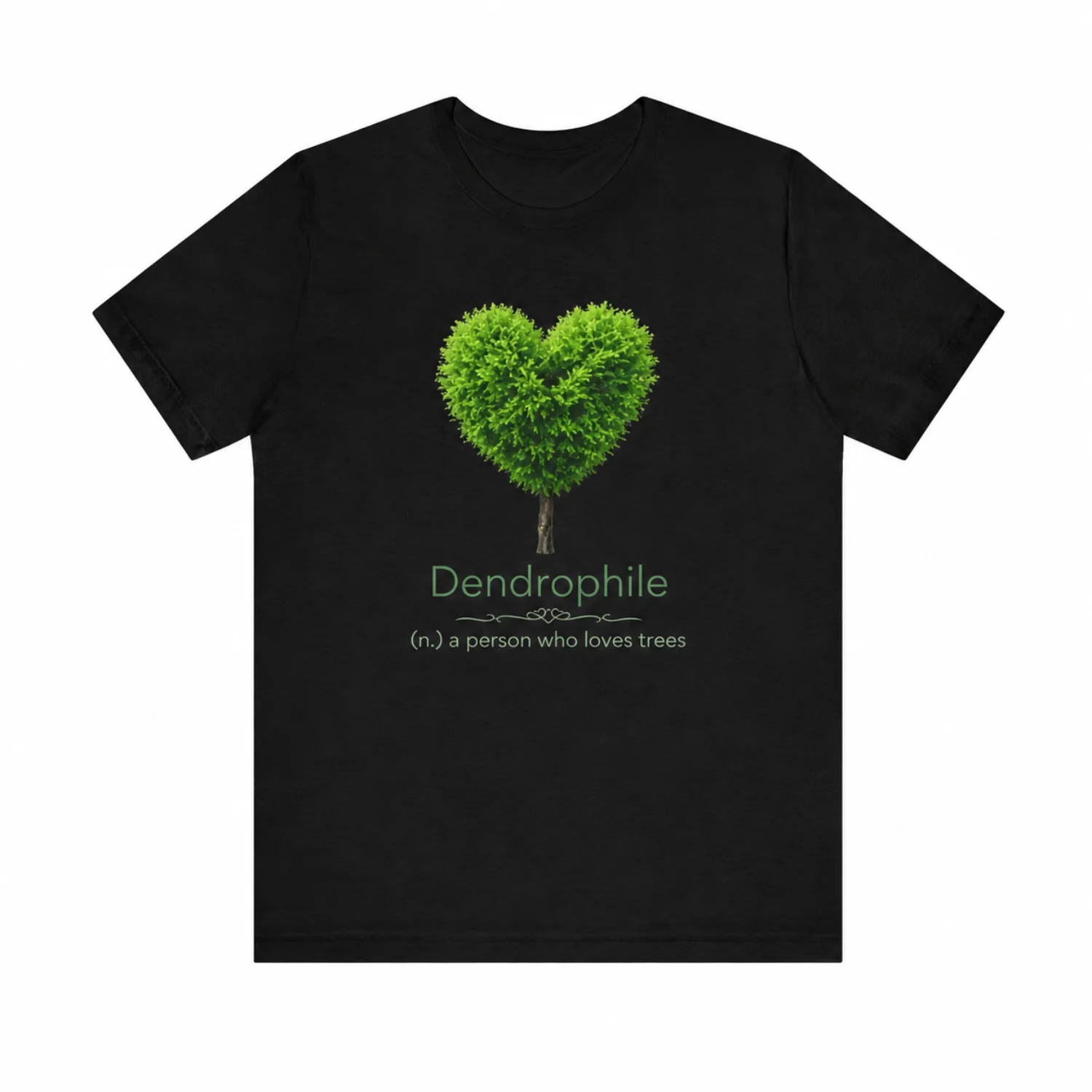 Nature Lover Graphic Tee with Heart-Shaped Tree Design for Dendrophile Enthusiasts