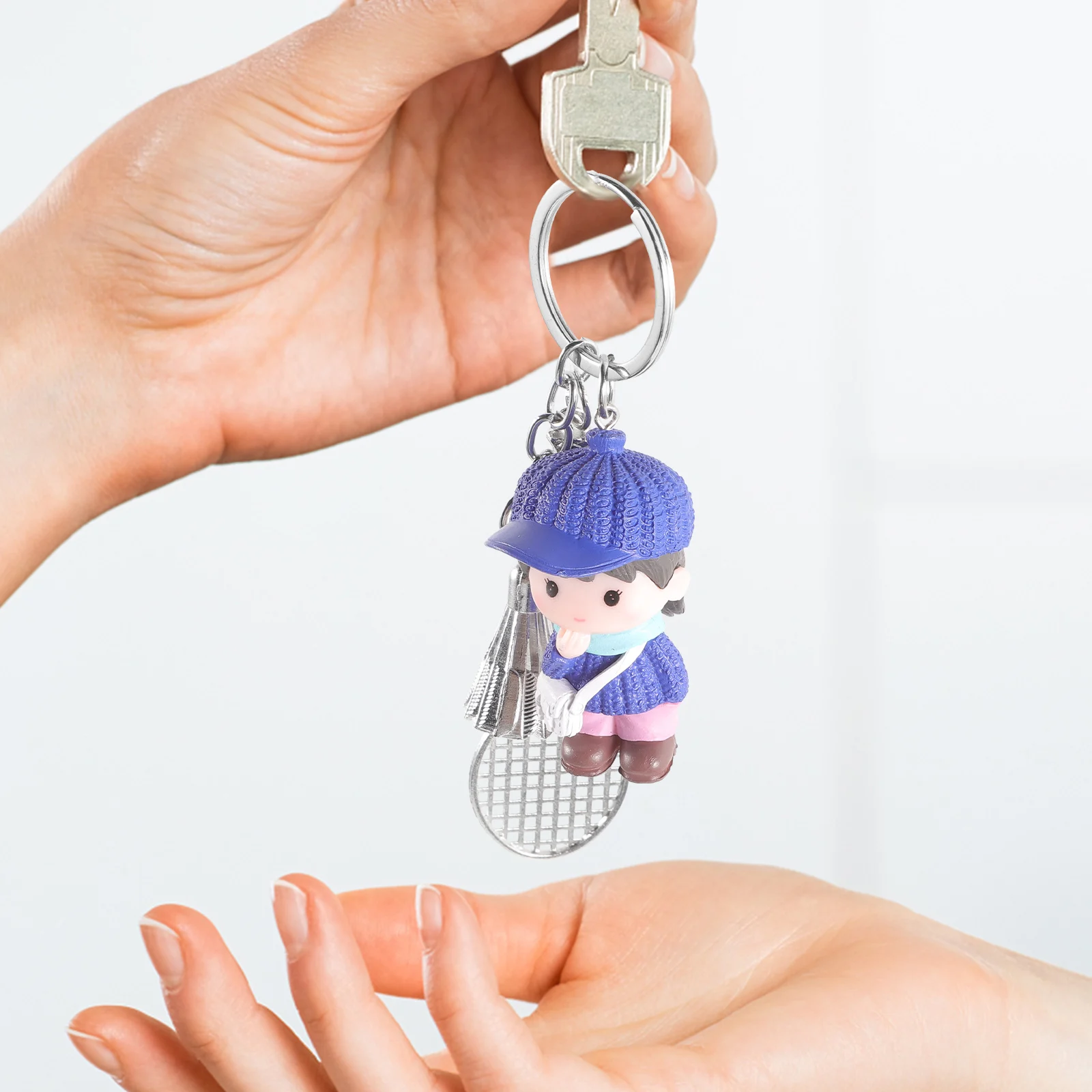 

Badminton Keychain Kawaii Pendant For Keys Backpack Hanging Decor Cute Key Ring Pvc Sport Design Bag Charm Birthday Gift