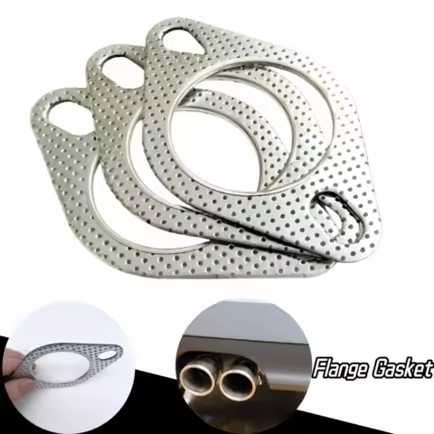 2 PCS High Temp Reinforced Exhaust Flange Gasket Universal Fit for Car Auto Downpipe Muffler Intake Pipe Sealing Pad Durable