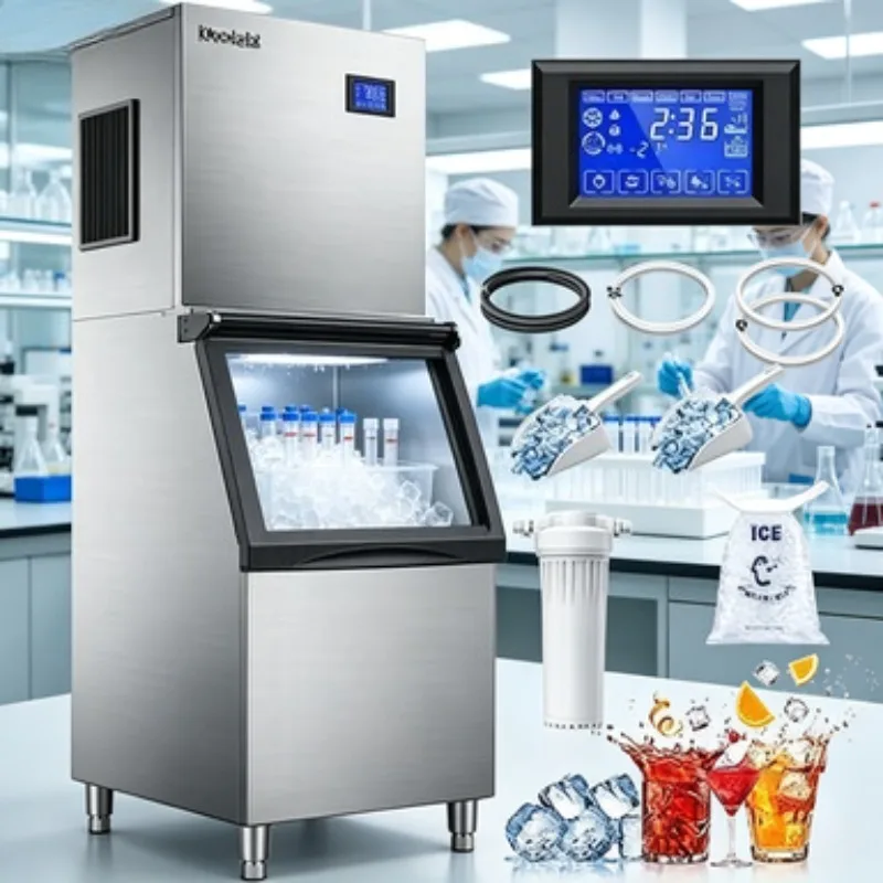 750kg/24H Heavy Duty Commercial Ice Cube Maker Stainless Steel Ice Machine for Supermarket Bar Restaurant Sale
