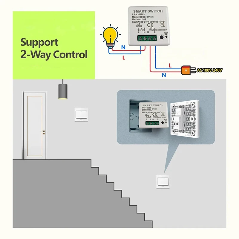 RF433Mhz Wireless Switch 1/2/3 Gang 86 Wall Panel Safety Light Switch AC 85-265V Relay Receiver For Home LED Light