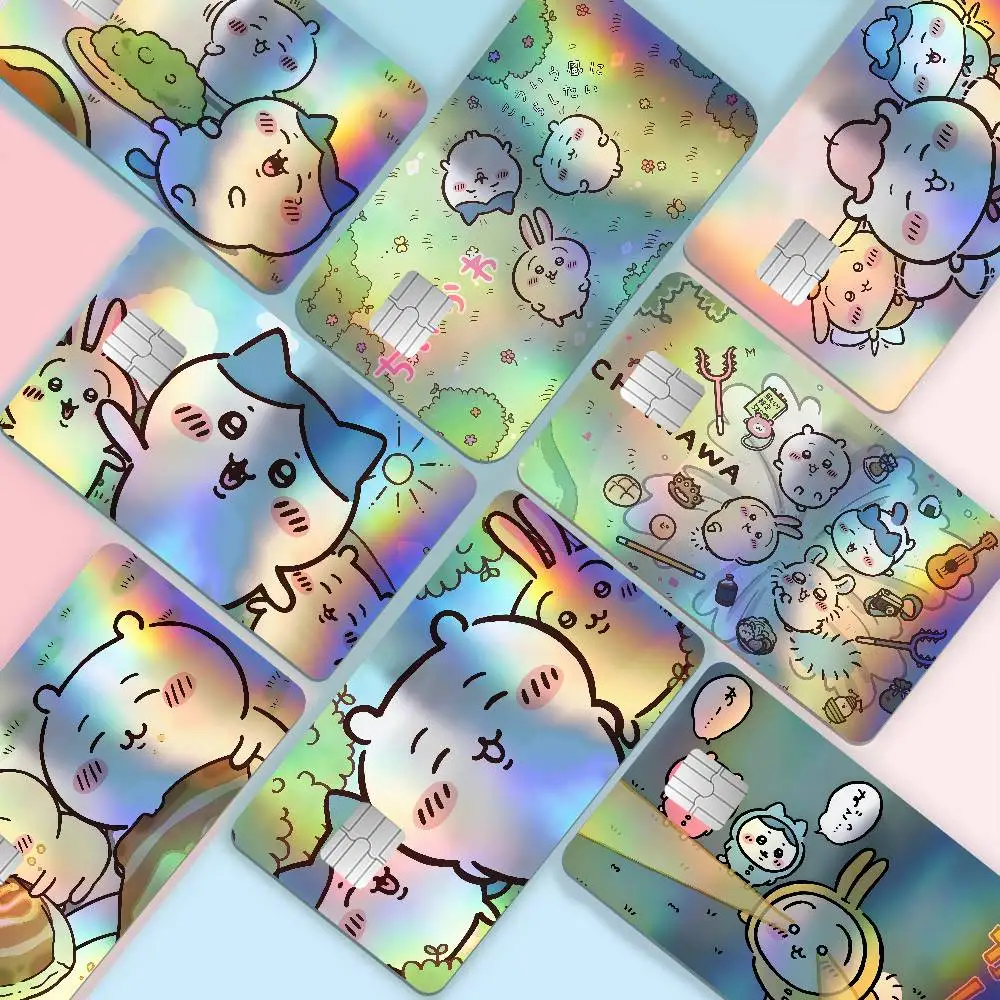Cartoon C-Chiikawas Aesthetic Laser Bank Card Stickers Waterproof Trendy DIY Decals