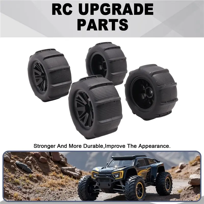 YSUN-4Pcs 80Mm Snow Sand Tire Wheel Parts For SCY 16101 16102 Pro Wltoys 144001 144010 12428 124019 HBX 16889 SG1601 MJX H16 162