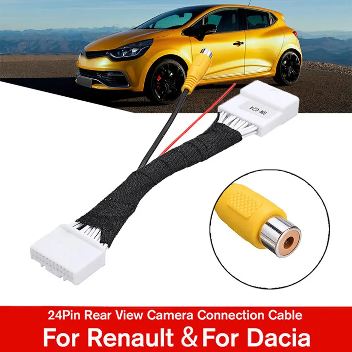 For Renault 24 Pin Car Rear View Camera Adapter Wires For Renault For Dacia For Clio 4 For Dokker For Traffic For Logan Adapter