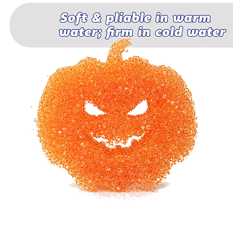 Household Magic Dishwashing Sponge, Kitchen Bathroom Strong Cleaning Wipe Scouring Pad, Halloween Pumpkin Shape Cleaning Sponge