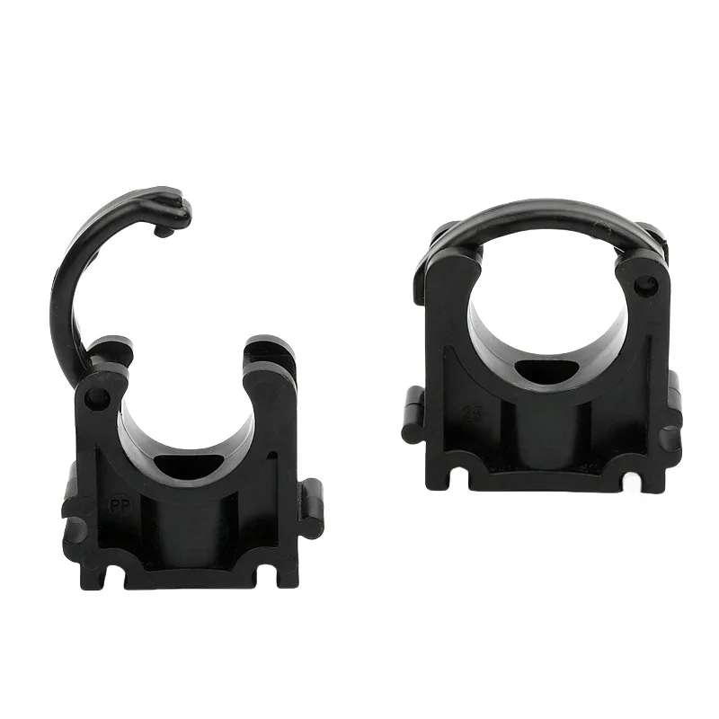 Pipe Clamps Garden Irrigation Tube Bracket Fish Tank Watering Fittings Fixing Joint Blakc PP 20 ~ 110mm 1PC