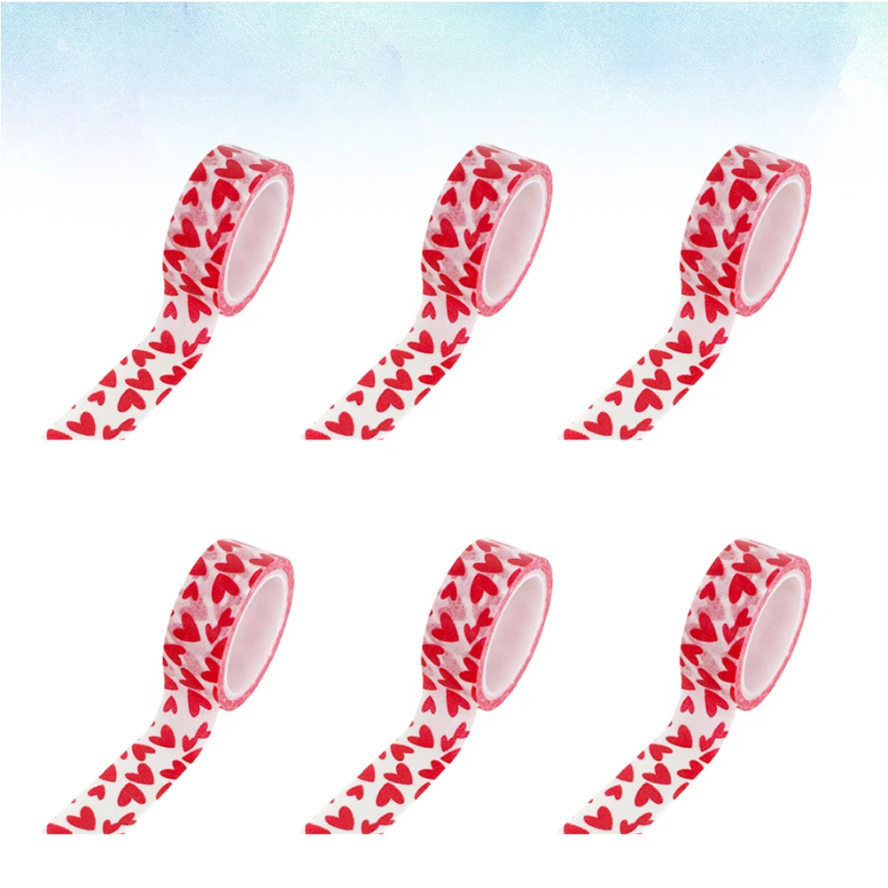 

6 Pcs Love Tape Decorative Tapes Gift Wrapping Book Album Paper Stationery Scrapbooking