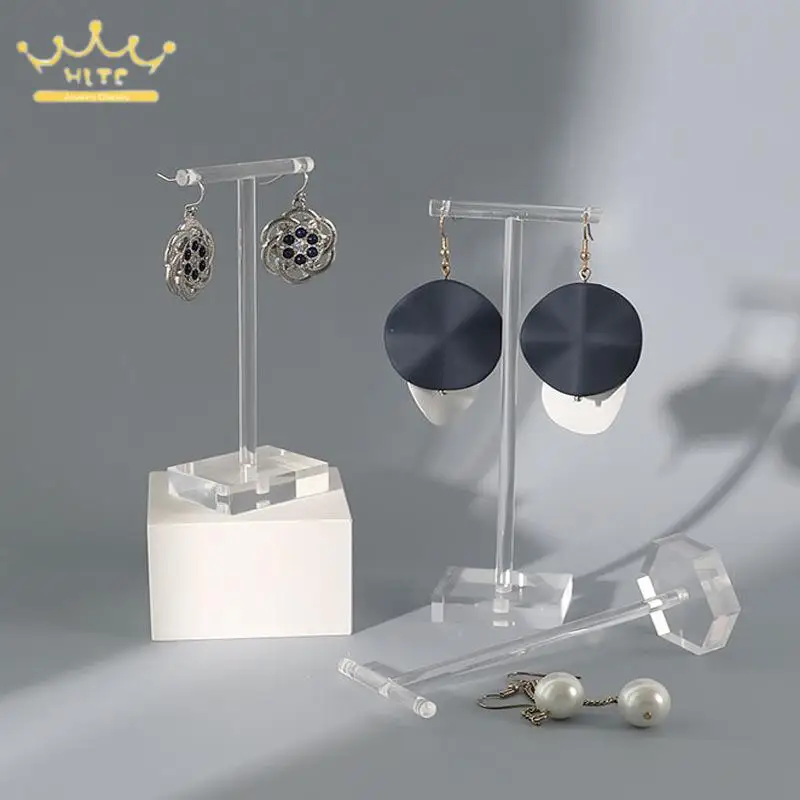 Acrylic T-Shaped Earring Display Stand Jewelry Counter Shooting Prop Transparent Black White Earring Display Stand