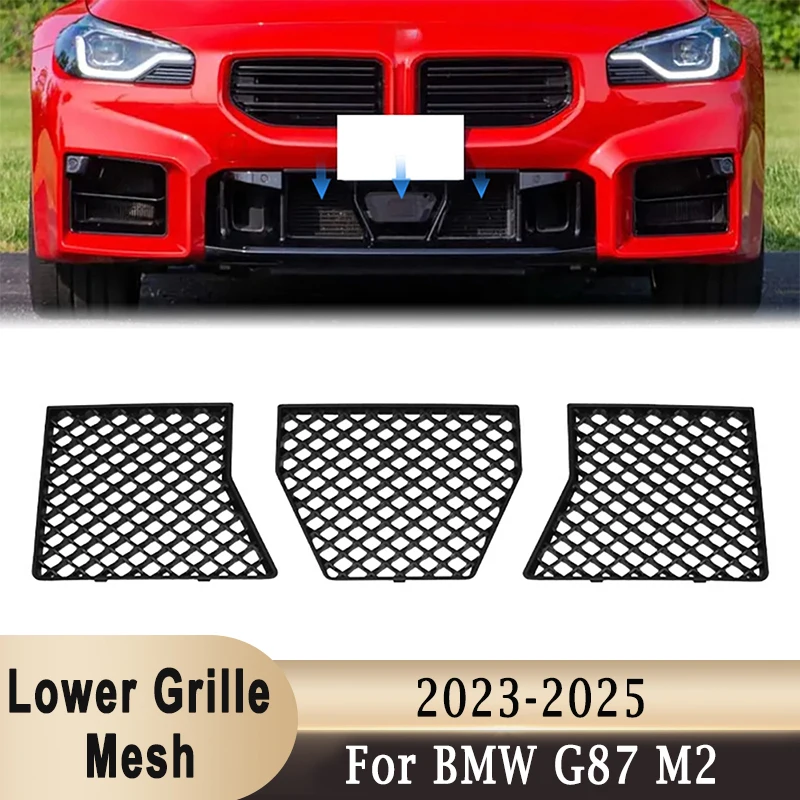

Gloss Black 3Pcs/set Front Bumper Lower Grille Mesh Guard ABS Insert Grill Carbon Fiber Pattern For BMW M2 G87 2023-2025