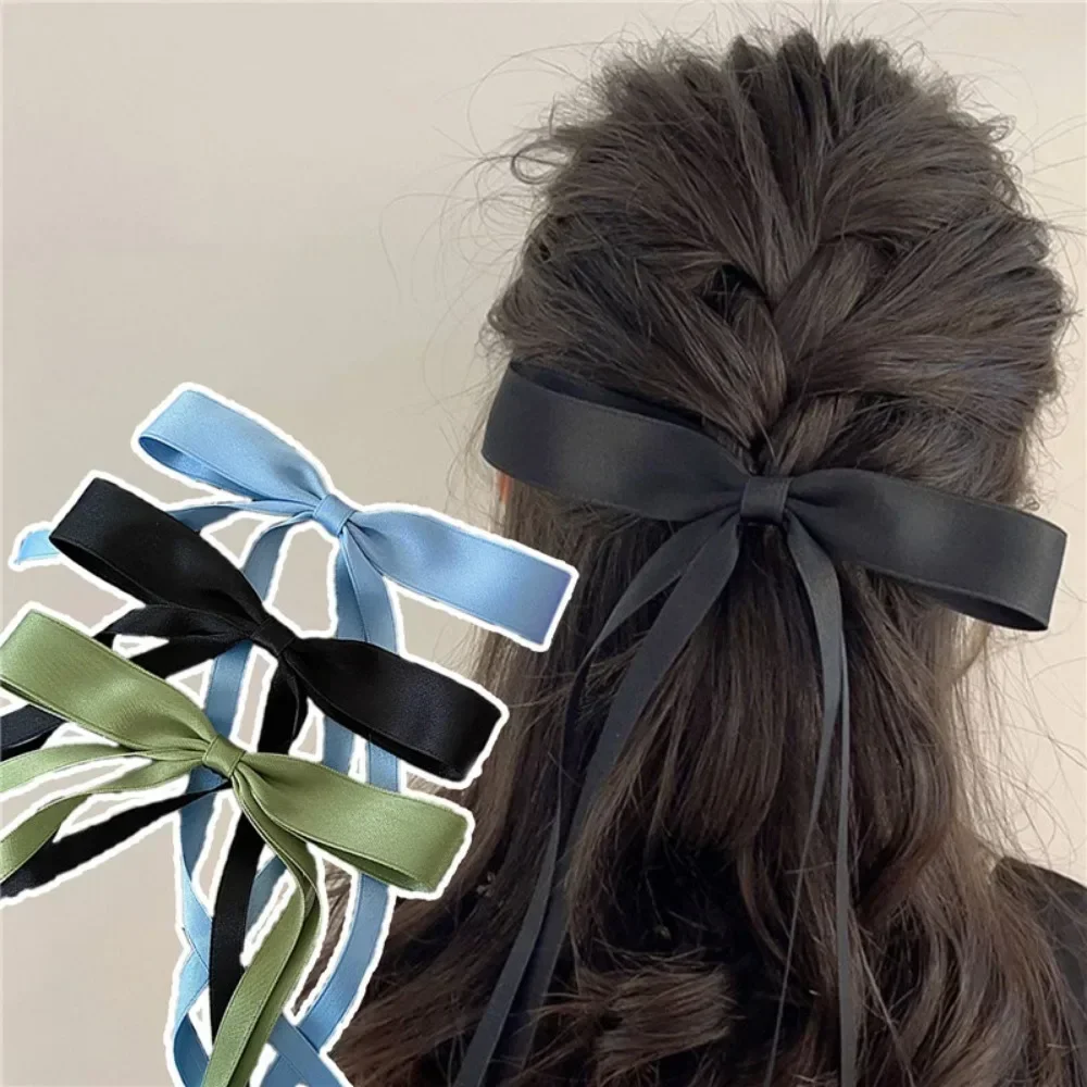 

8Pc Fashion Black White Fabric Bow Hairpin for Women Girls Large Bow Ribbon Hair Clips Bowknot Barrettes Female Hair Accessories