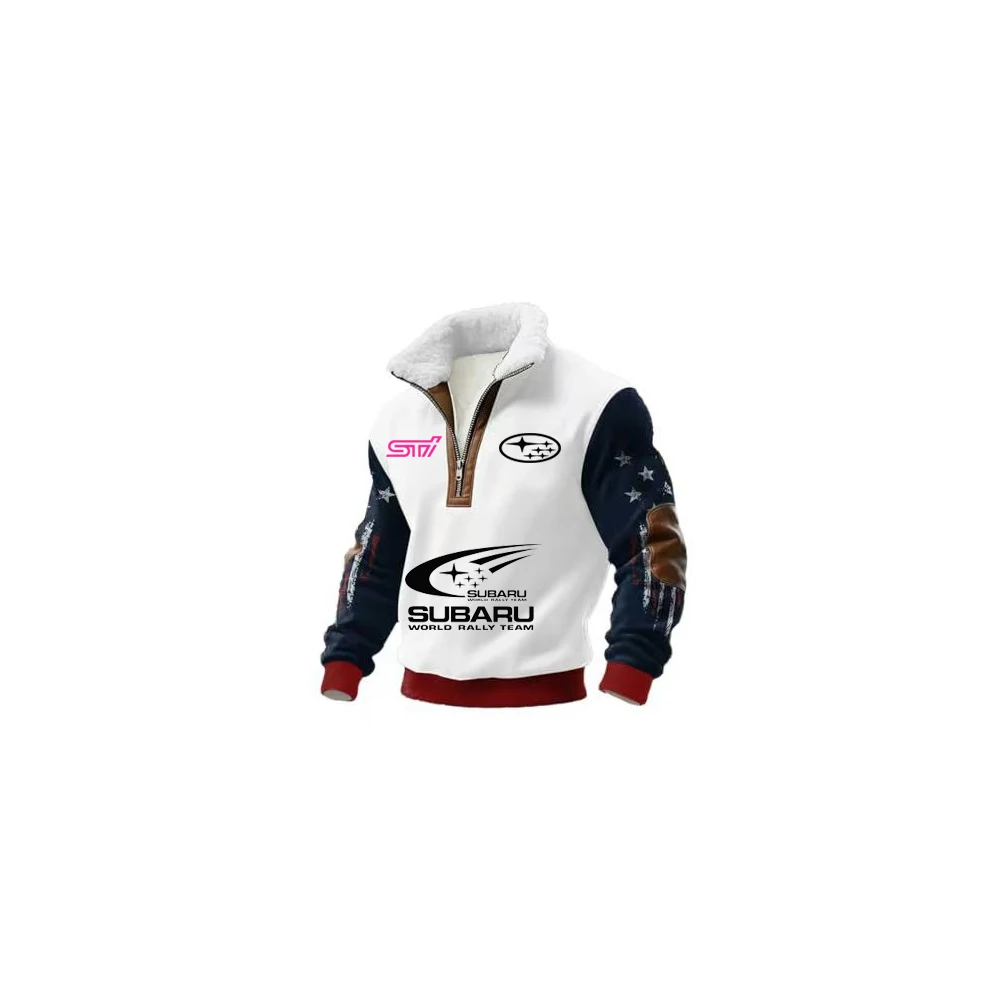 

SUBARU2026 new fur collar hoodie trend digital 3D printing loose and comfortable fleece autumn and winter hoodie jacket