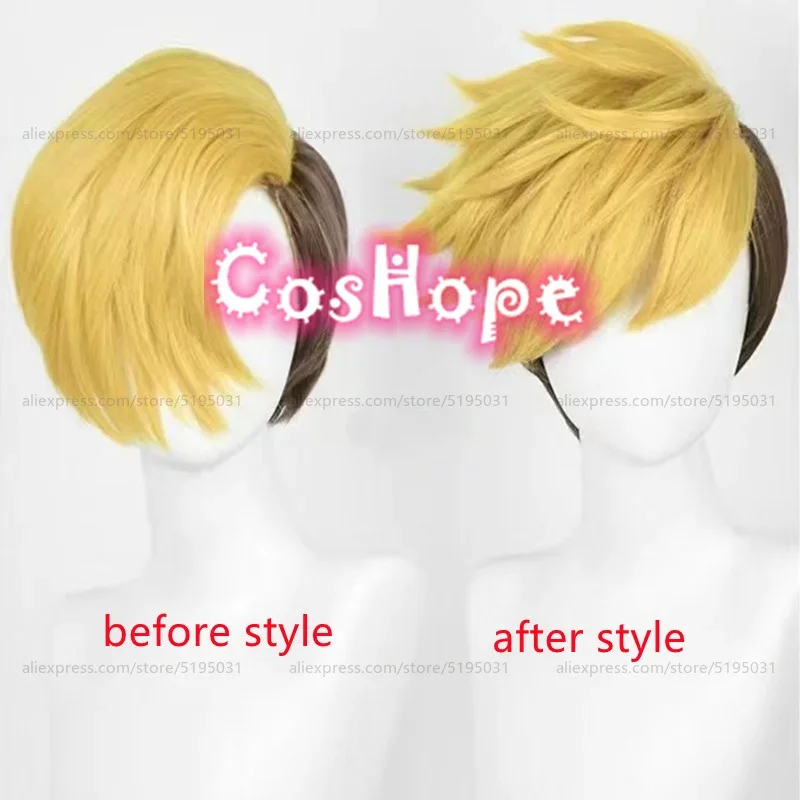 Vash The Stampede Wig 30cm Short Yellow Brown Wig Cosplay Anime Cosplay Wigs Heat Resistant Synthetic Wigs