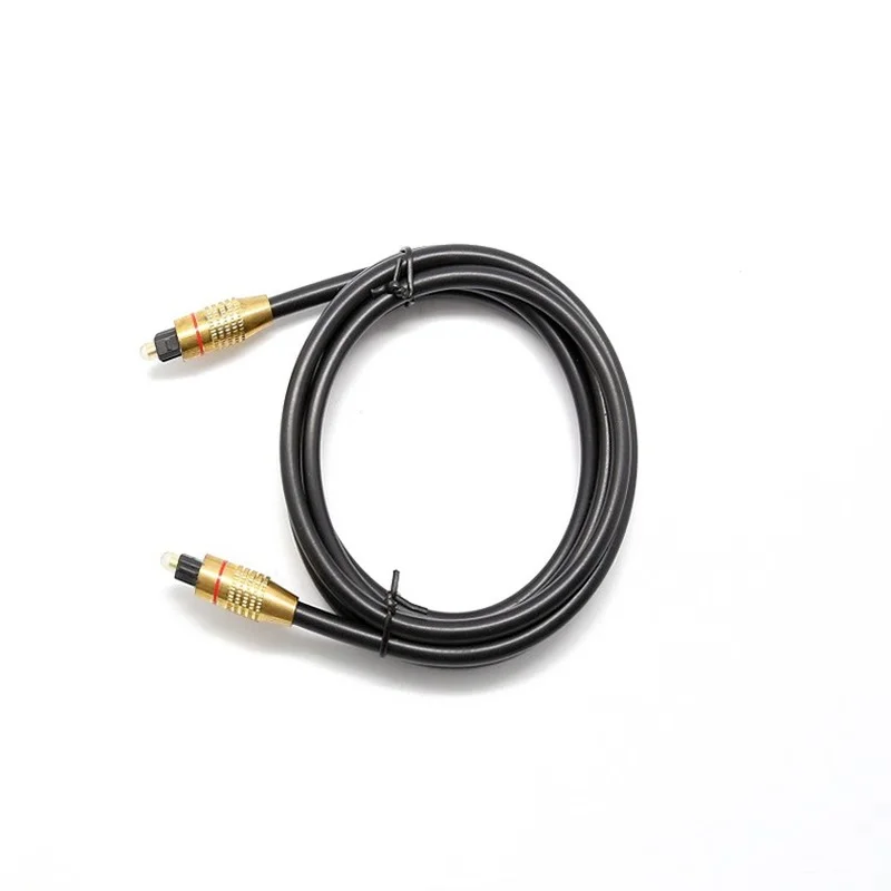 Banhado a ouro cabeça áudio cabo de fibra óptica, Toslink Digital Optical Fiber, Side Interface transmissão de áudio, OD6 milímetros