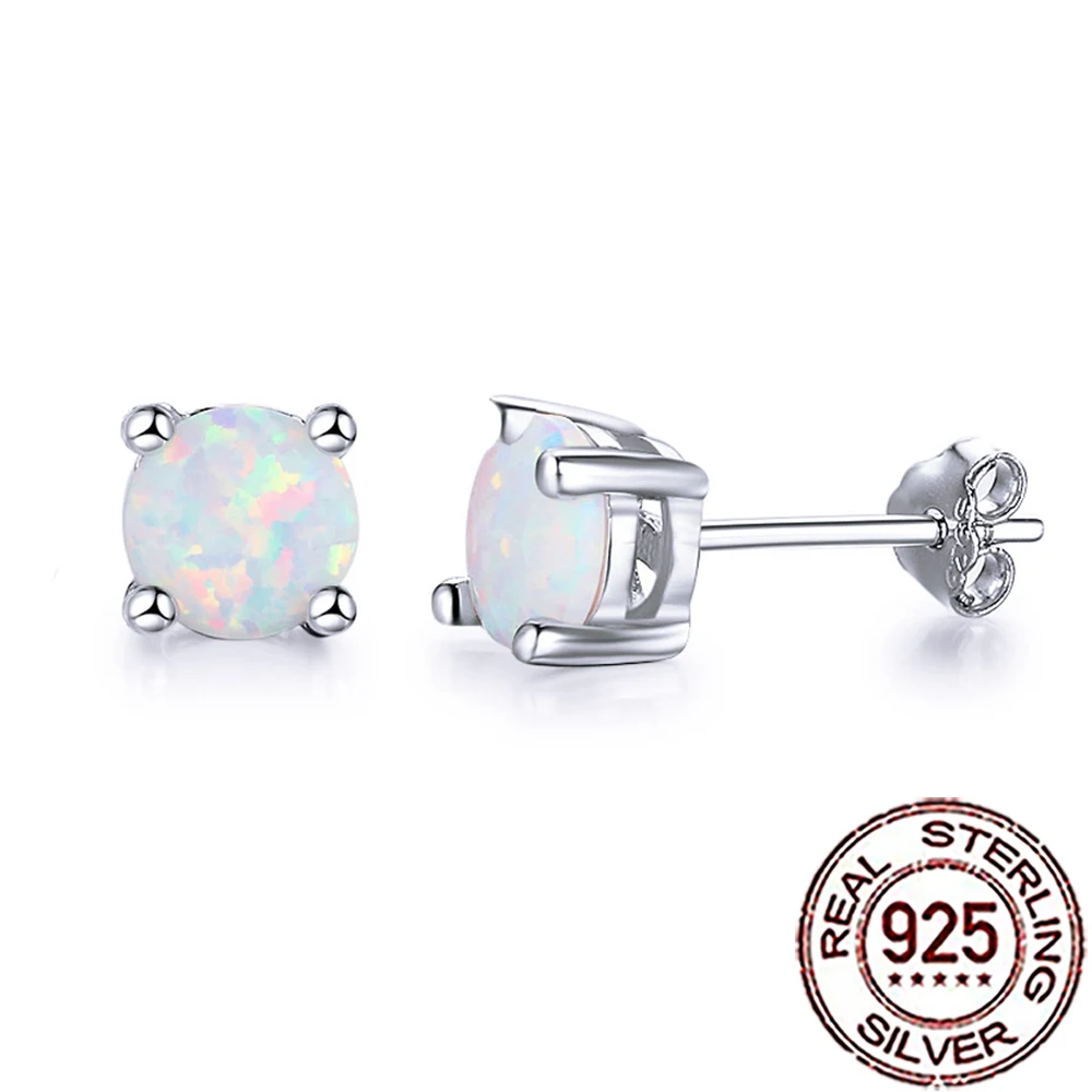 CWWZircons S925 فضة رائعة الأبيض أوبال أقراط مستديرة للنساء الفتيات العصرية اليومية حفلة غرامة مجوهرات SE125 #1