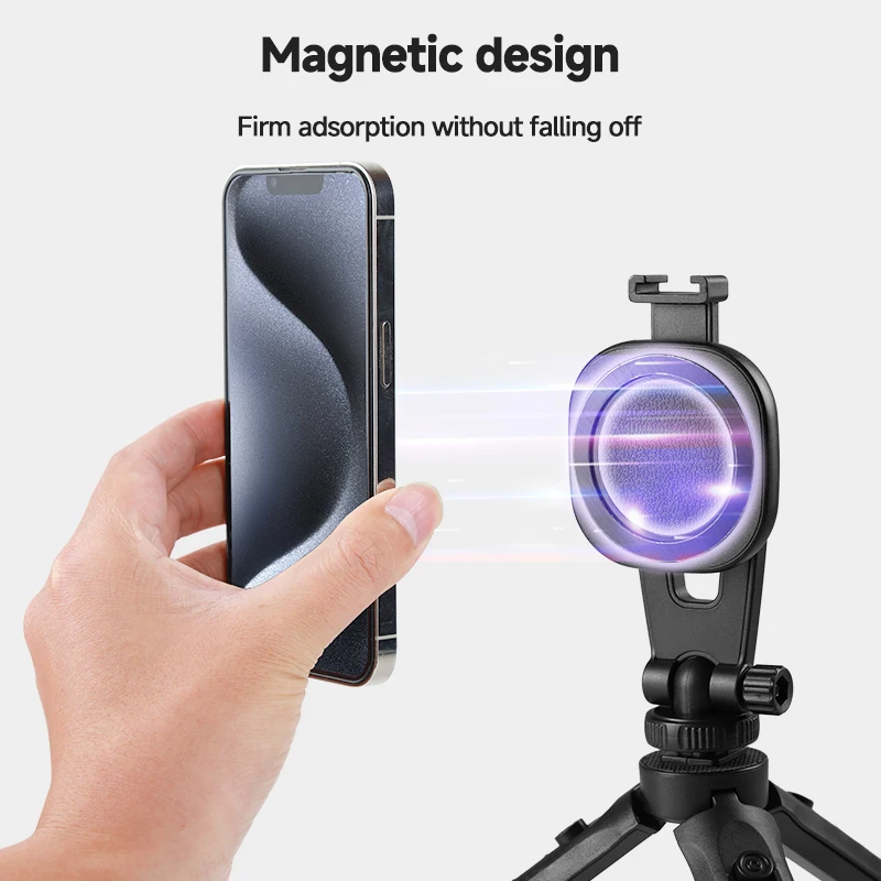 Magnetic Phone Tripod Stand for Live Streaming, Extendable Adjustable Height for TikTok YouTube Vlogging Selfie Outdoor