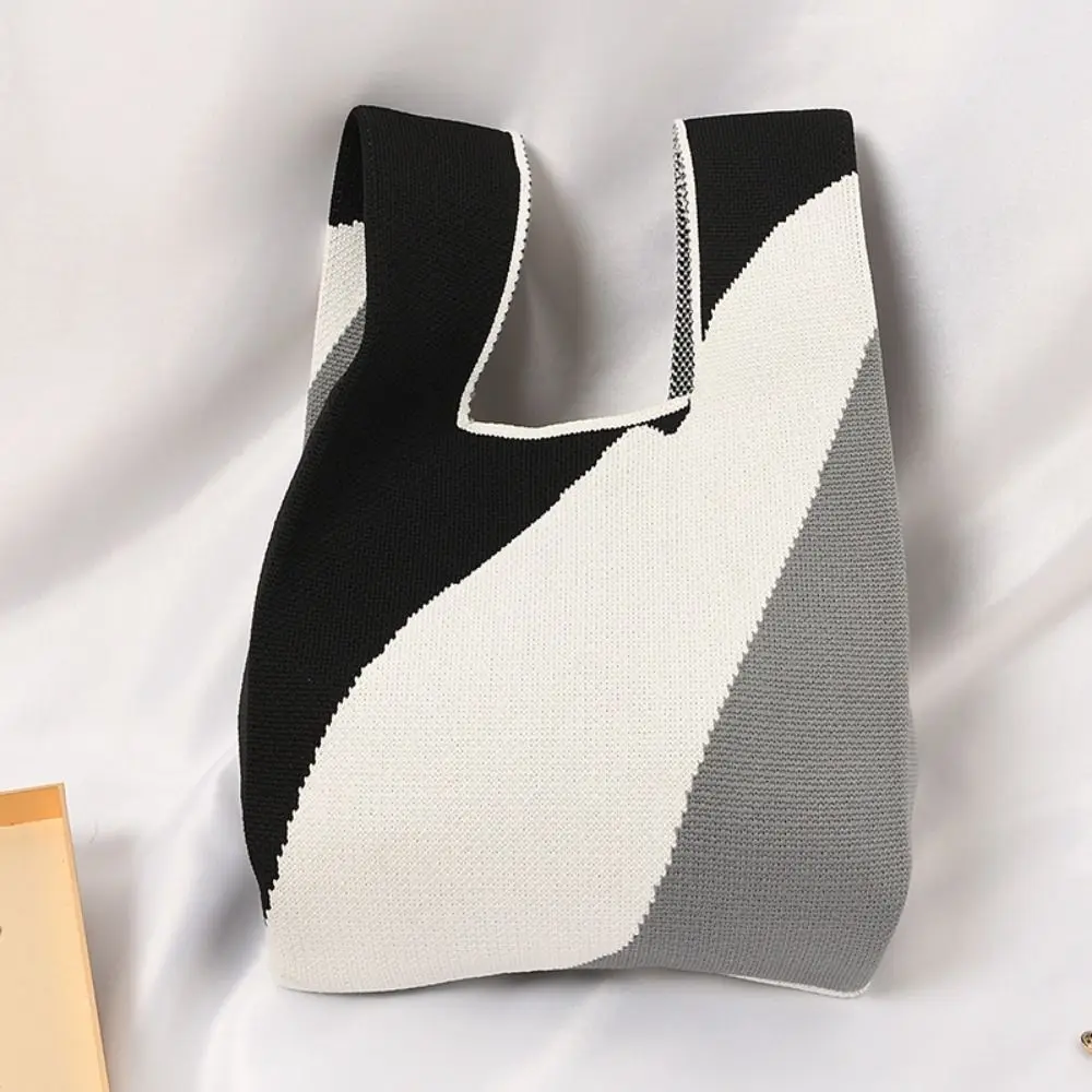 Mini Shoulder Bag Women Girls Handmade Tote Bag Knit Handbag Knot Wrist Bag image 5