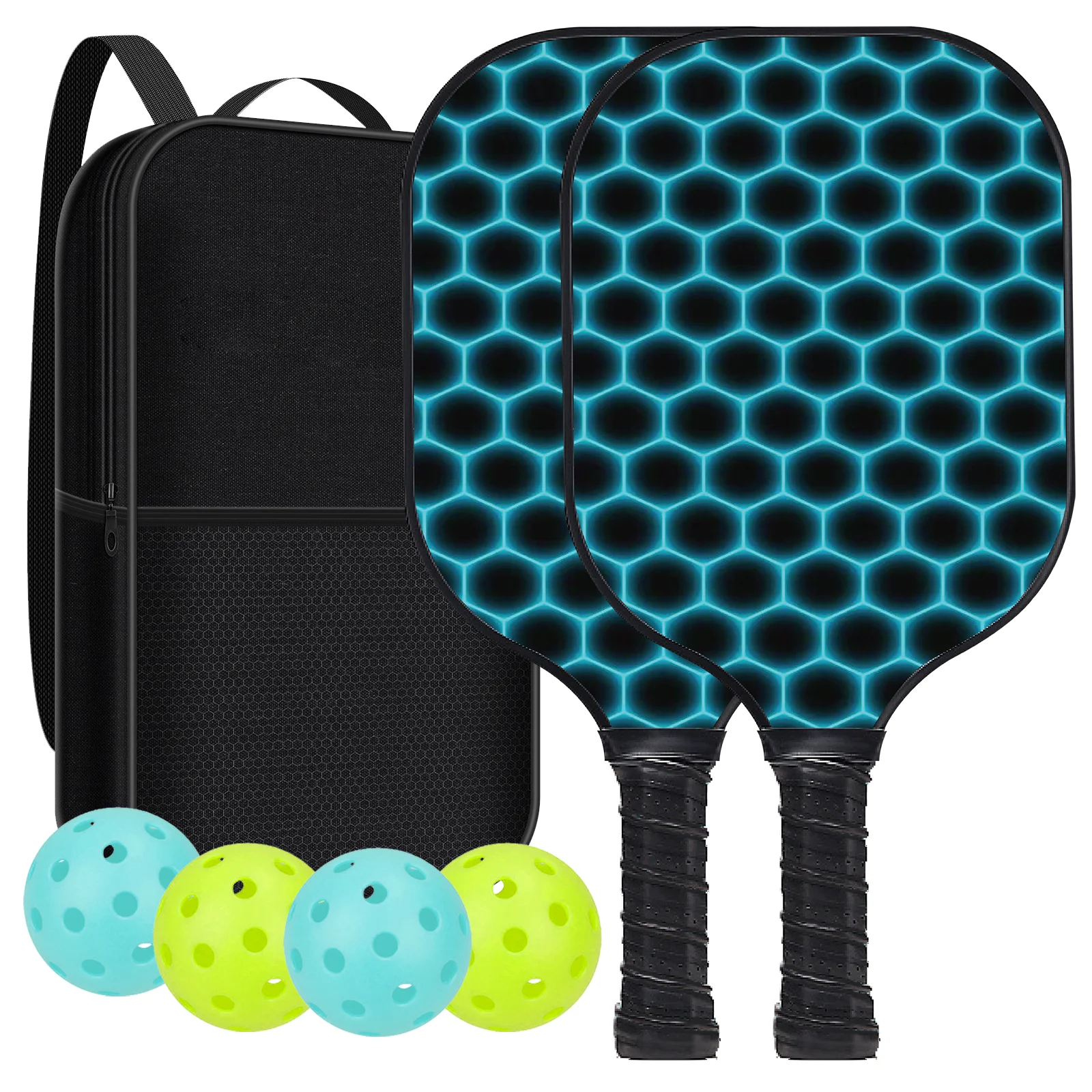 

Pickleball Paddles set Glass Fibre 3k T700carbon fibre With 2 PickleballRaw Carbon Fiber Pickleball Paddle Textured Surface