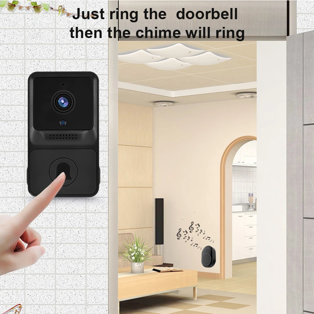 1080P High Visual Smart Security Doorbell Camera Wireless Video Doorbell with IR Night Vision 2-Way Audio Real-Time Monitoring