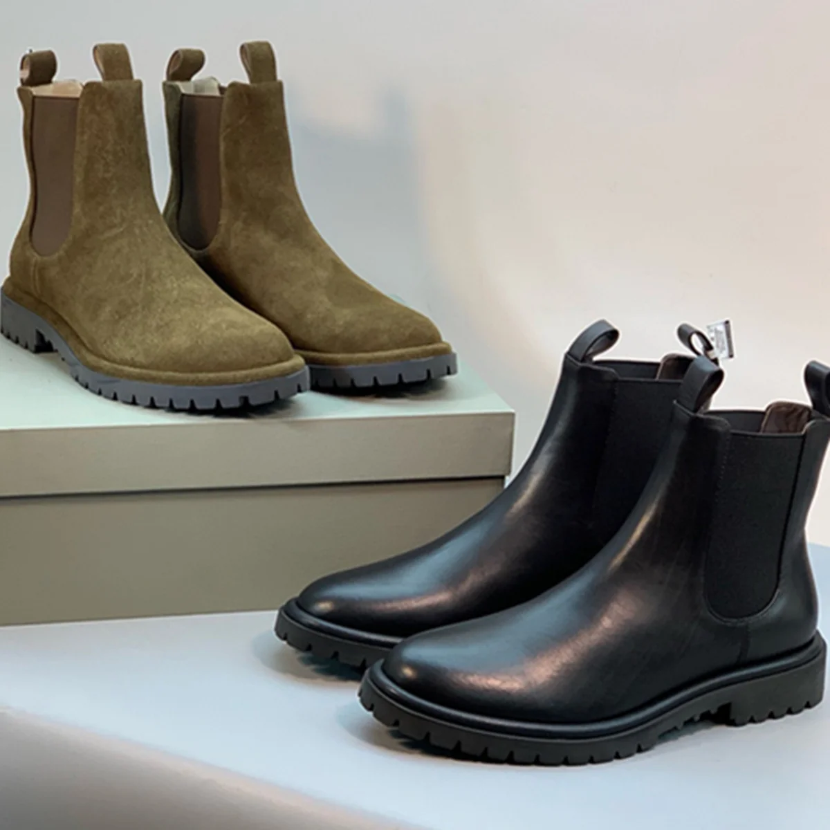 

Maxdutti British Winter Slip-on Chelsea Boots, High Quality Handmade Cowhide Thick-soled Ankle Boots Shoes Women For Autumn