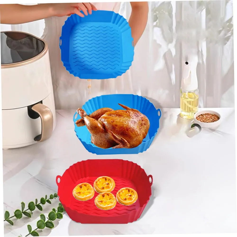 Non-stick Silicone Air Fryer Liners Soft Fried Chicken Accessories Square Silicone Pot Mould Liners Reusable Silicone Mold