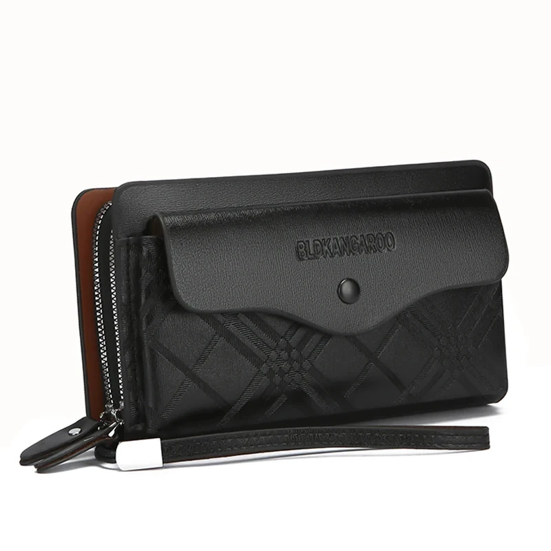 Male handbag High quality Men clutch Bag doubl zipper Long Wallet Passcard Square Holder Phone Pouch Hand Porter Necessaire Bag