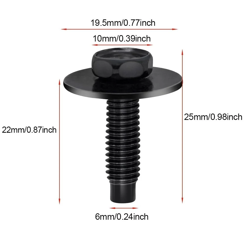 مجموعة تثبيت أجزاء جسم السيارة 50 قطعة 1/4 مشابك U-Nut مع مسامير رأس سداسية لإصلاح وتجميع آمن للسيارات