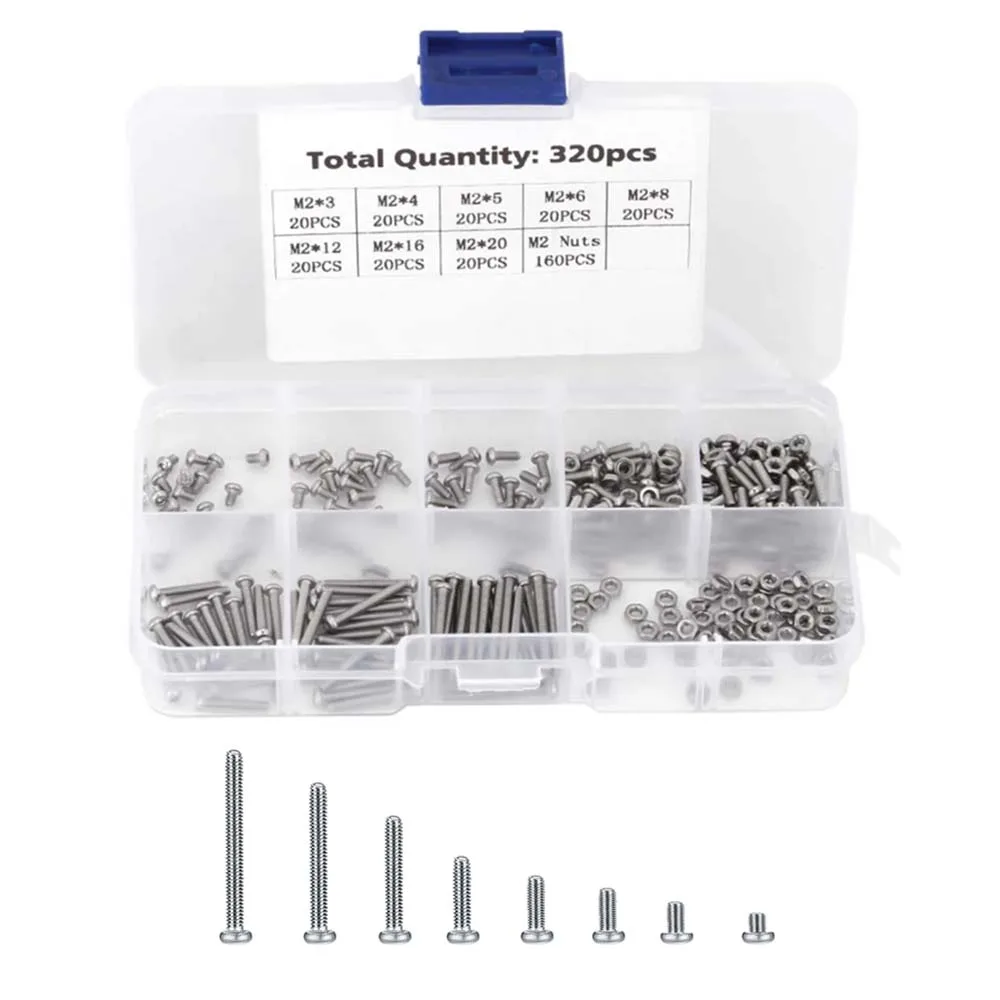 320pcs/Lot M2 Machine Screws Set Fasteners for LaptopHard DiskKey/Board/Phone/PC