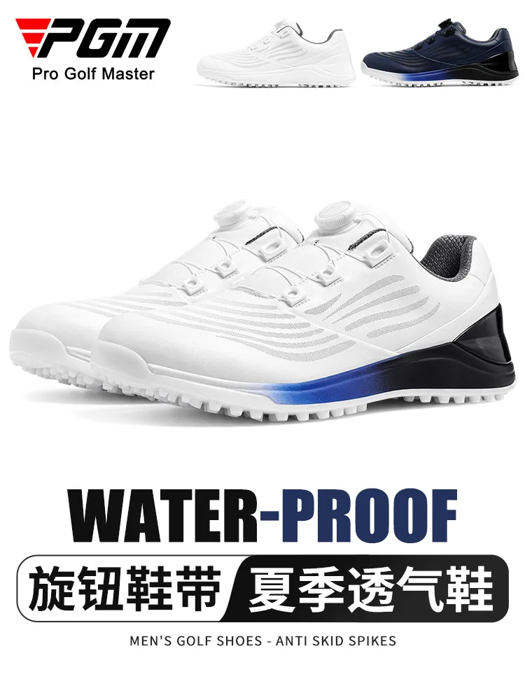 

PGM Men Golf Shoes Waterproof Microfiber Leather Patent Anti Slip Shoe Nails Spinning Lace Sports Sneakers
