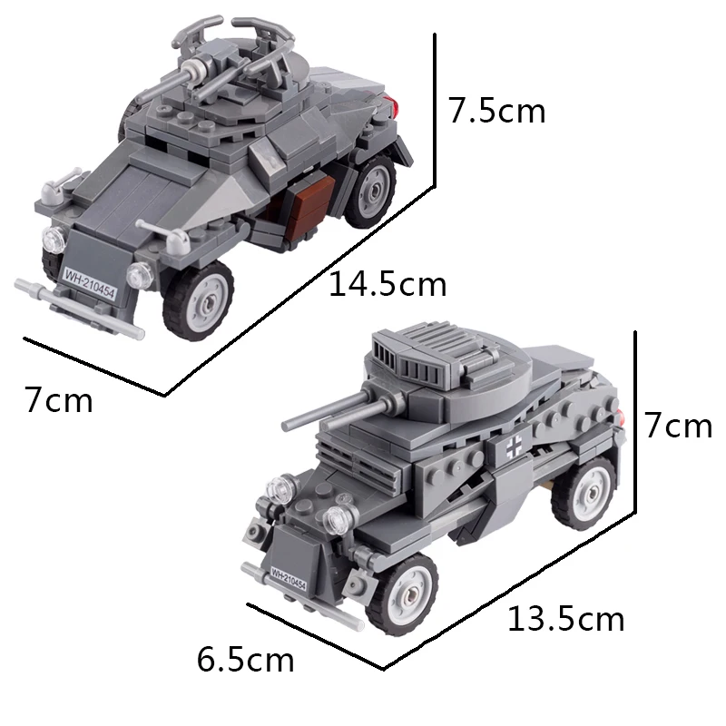 Blocs de construction de camion-citerne Sdk fz222, véhicules, figurines de soldats de l'armée, canon de guerrier, armes de voiture, jouets en briques, WW2