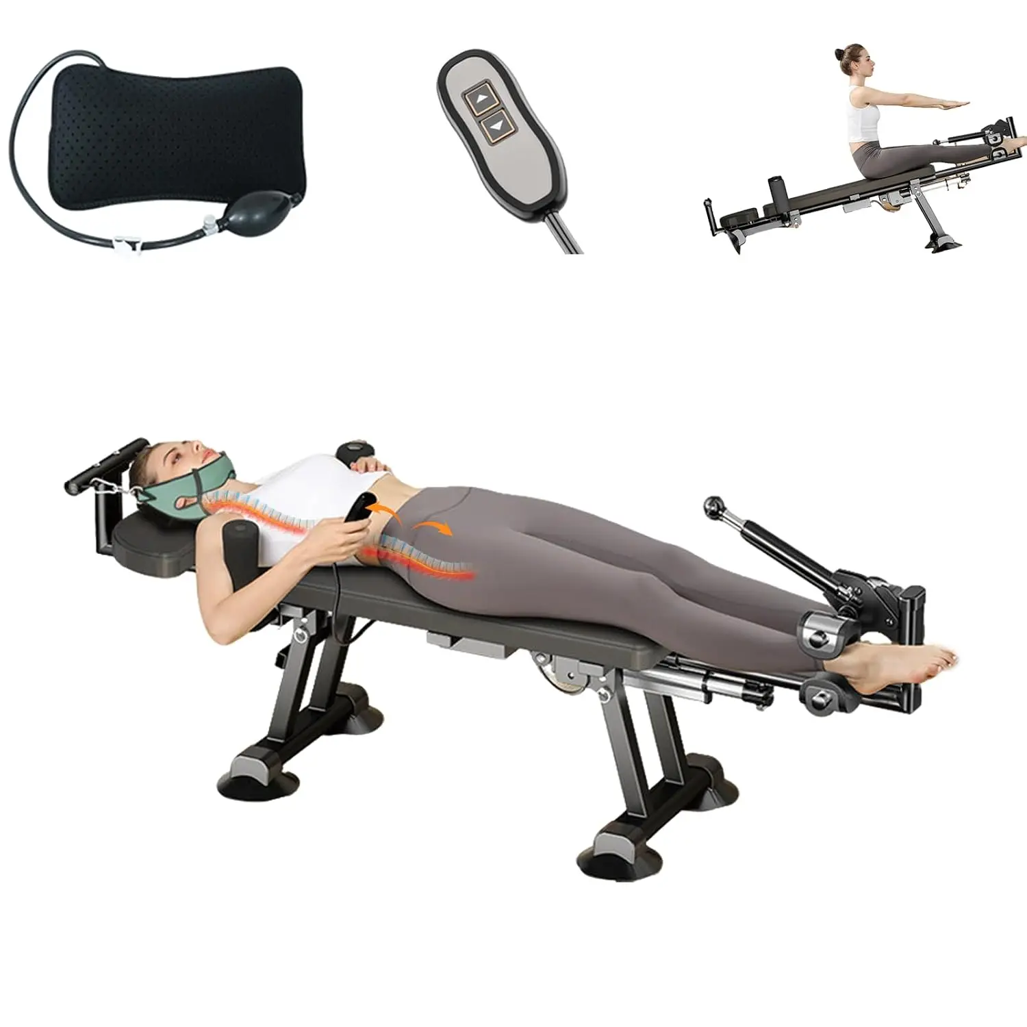 Full Body Traction Table, Cervical & Lumbar Traction Bench, Home Stretch Decompression Machine for Back Pain, 330LBS, Customized