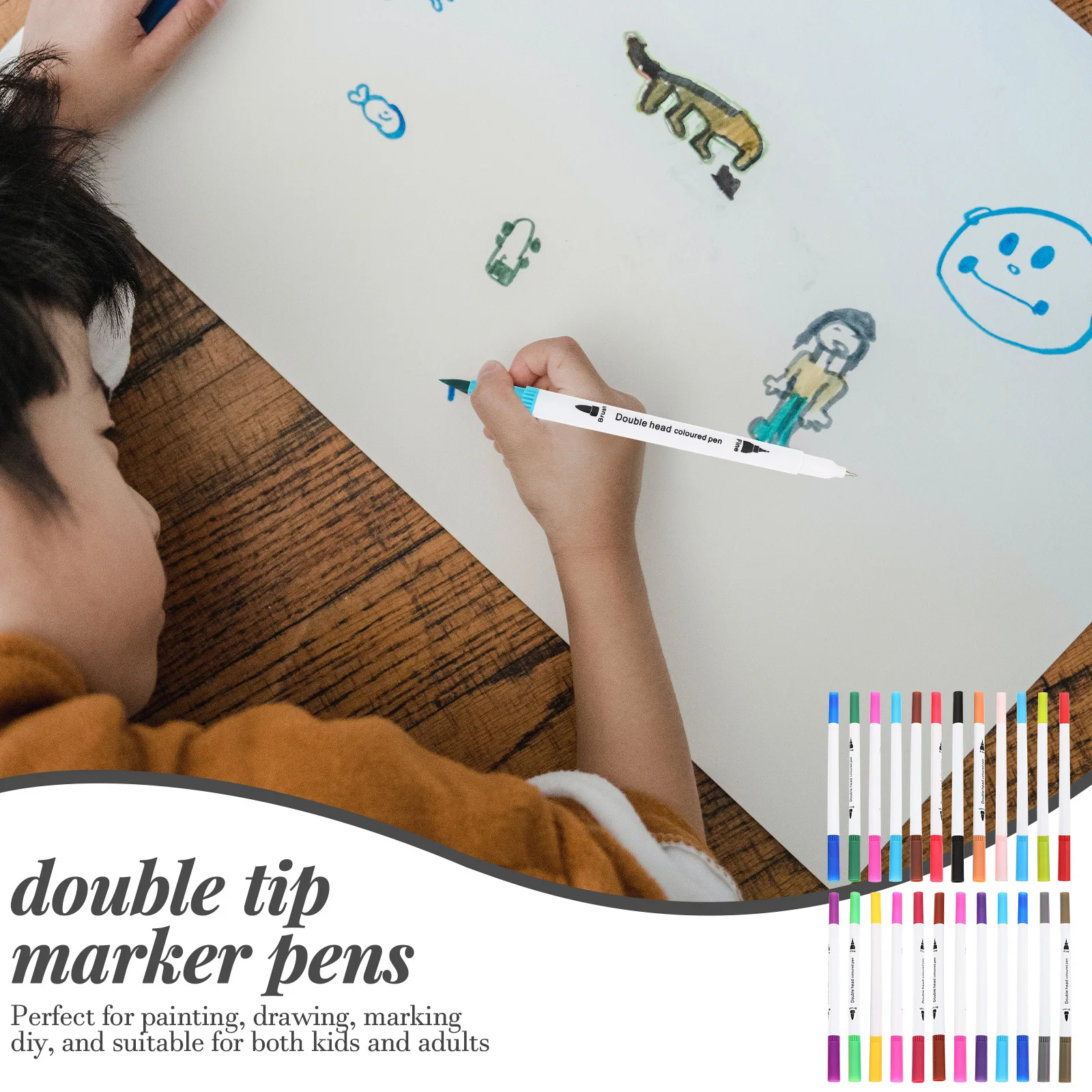 24 قطعة من أقلام تحديد ذات طرف مزدوج، أقلام رسم محمولة للأطفال للرسم والتلوين الفني الإبداعي، تستخدم أقلام طلاء أكريليك