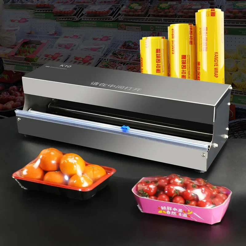 K10 Commercial Fruit Cling Film Packaging Machine for Supermarkets, Manual Sealing Machine, Cling Film Cutter