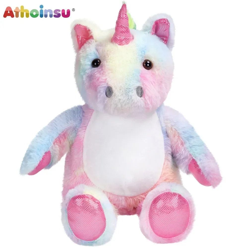 17in Children Plush Doll Pillows Rainbow Unicorn Cute Stuffed Animals Sitting Unicorn Toys for Girls Kids Birthday Gift Home