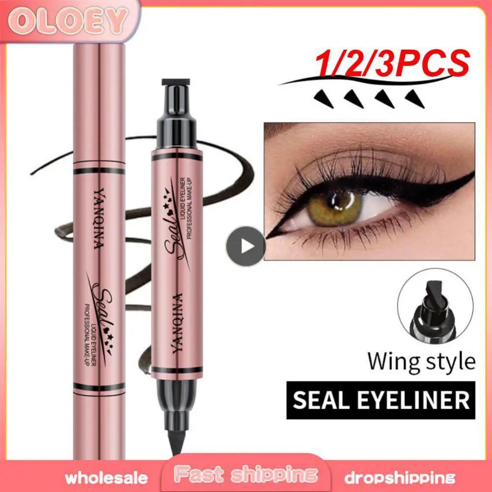 1/2/3PCS Eyeliner Stamp Seal Pen Long Lasting Waterproof Eye Liner Liquid Black   Pencil Make-up for Women Cosmetics Tool