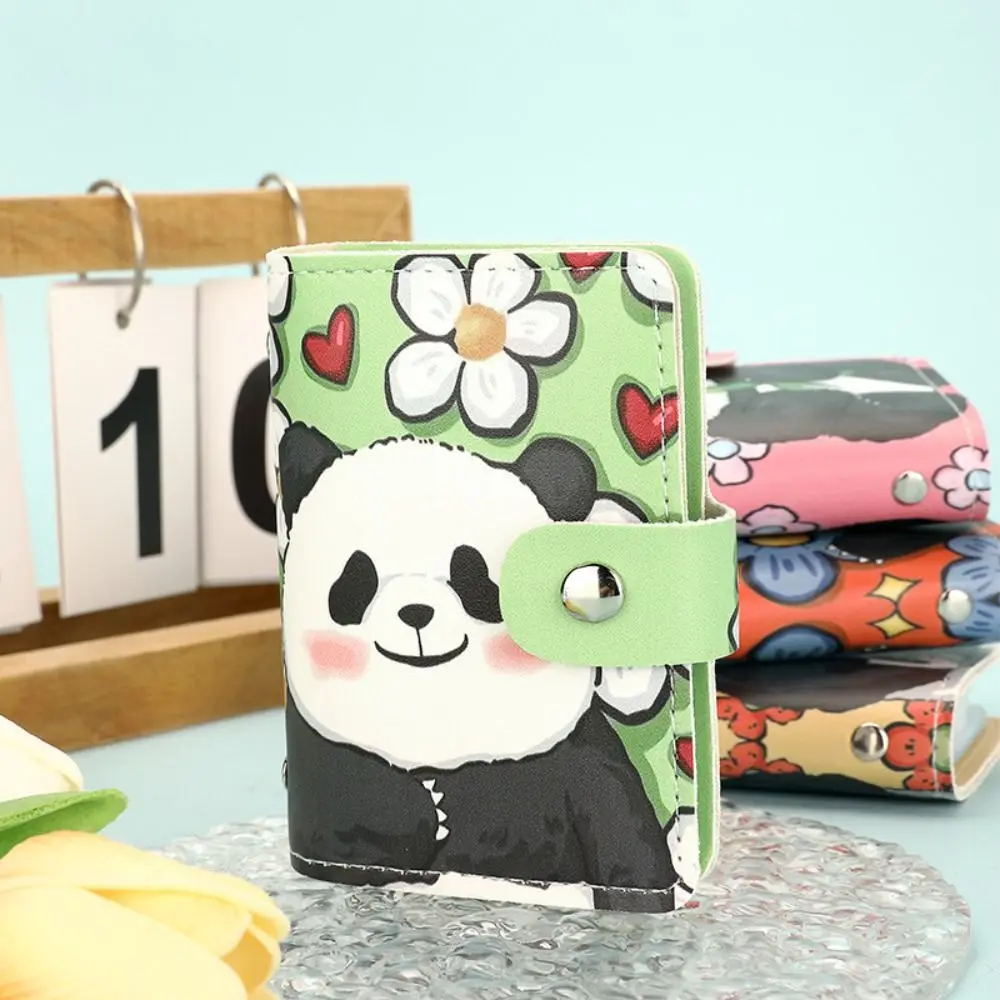 Panda Printed Business Card Holder Cute High Capacity Credit Card Box ID Card Sleeve Multiple Card Slots Bus Card Cover Case