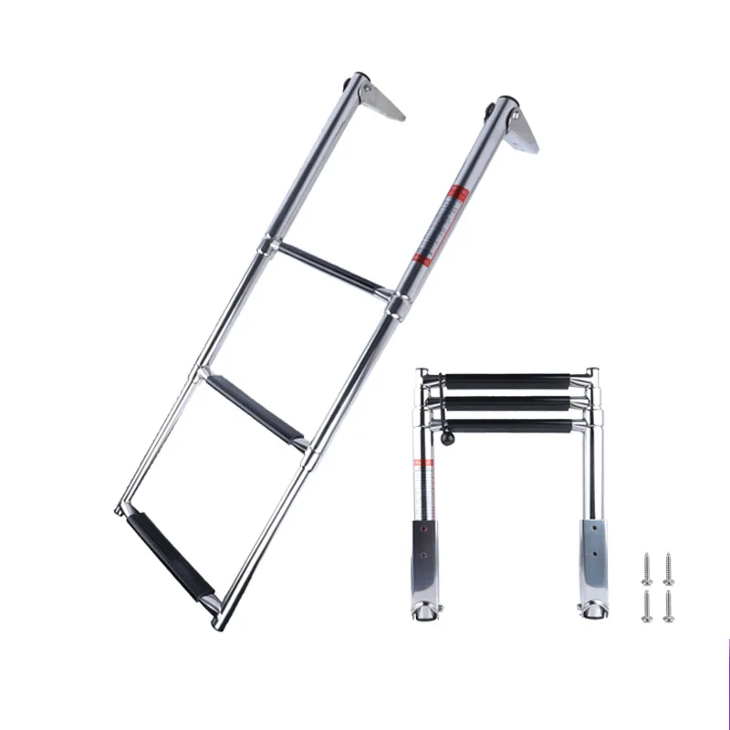 

Three stainless steel folding telescopic ladder anti-rust hardware