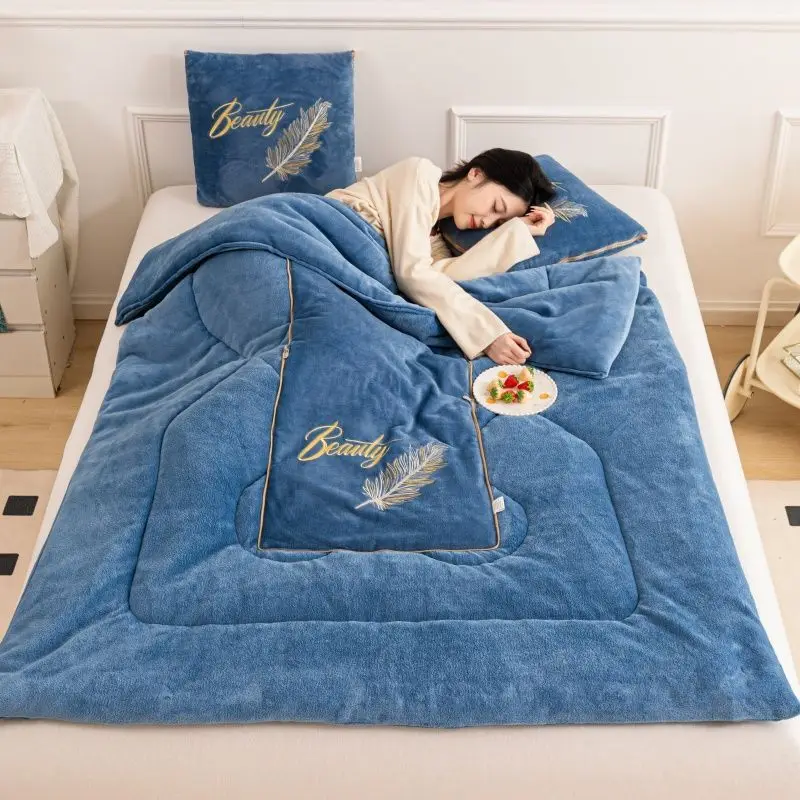 

2025 new winter throw pillow quilt dual-purpose thickened two-in-one folding car pillow quilt office nap blanket