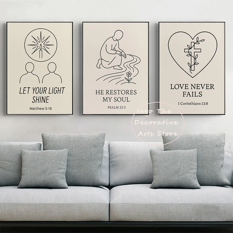 Classic Minimalist Sketch Christianity Never Give Up Bible Verses Belief Poster Canvas Paintings Print Wall Pictures House Decor