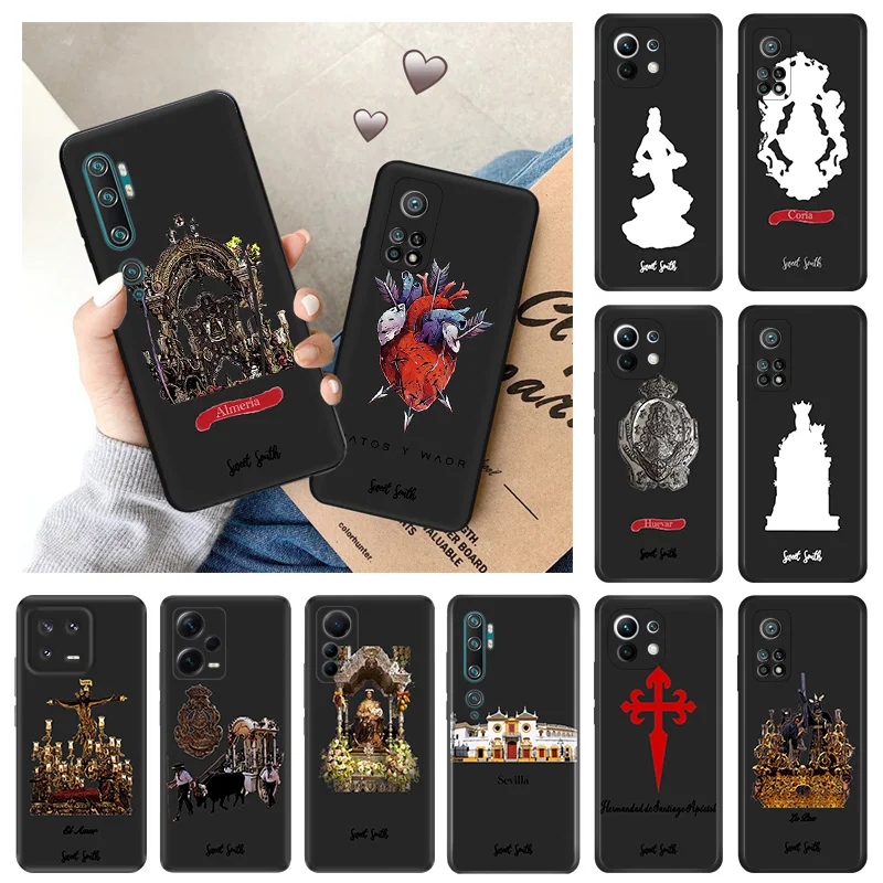 Soft Case for Redmi Note13 Pro 5G Note12 13C Xiaomi 13 Pro 12 Lite 12t 12x 12c Virgin Mary Jesus Church Black Phone Cases Cover