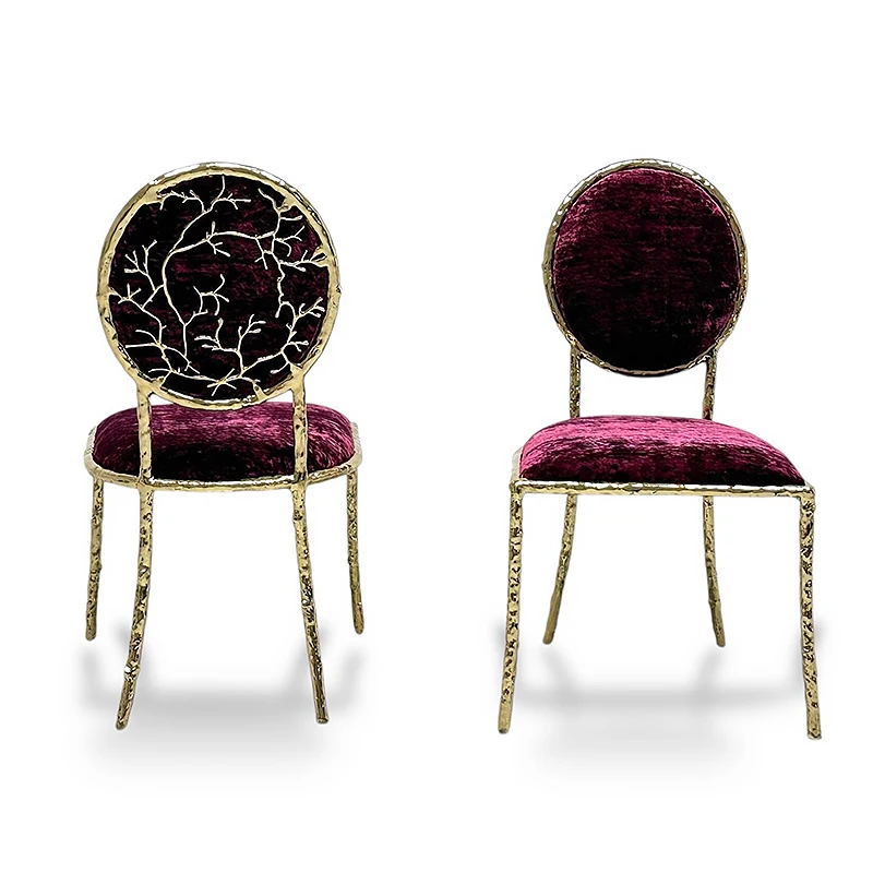 *Light Luxury Modern Brass Branch Dining Chair Designer New Villa Mansion Backrest Makeup Leisure Chair Indoor Home Furniture